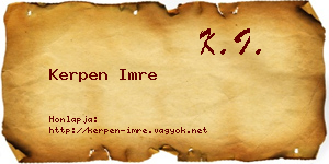 Kerpen Imre névjegykártya